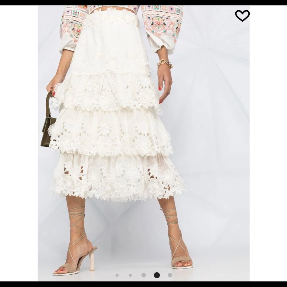 Zimmermann tiered lace floral skirt